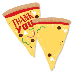 big dot of happiness pizza party time - shaped baby shower or birthday thank you note cards with envelopes - set of 12