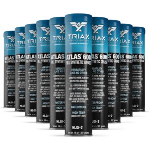 triax atlas 600 grease - full synthetic, ultra-heavy duty, low temp, marine, waterproof; all bearings, joints, drive train & 5th wheel (10 pack - 14 oz tubes)