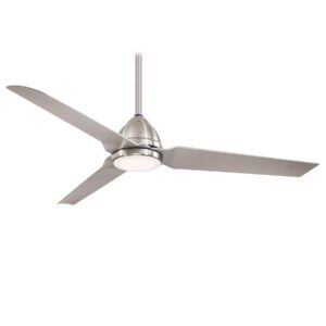 minka-aire - 54 minka aire java led brushed nickel wet outdoor ceiling fan with remote control and etched opal glass light