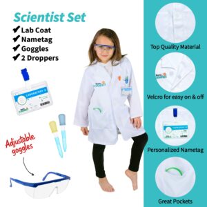 Born Toys Kids Costumes Set, 3-in-1 Dress Up & Pretend Play, Ages 3-7, Washable, Includes Scientist, Explorer, Gardening Accessories