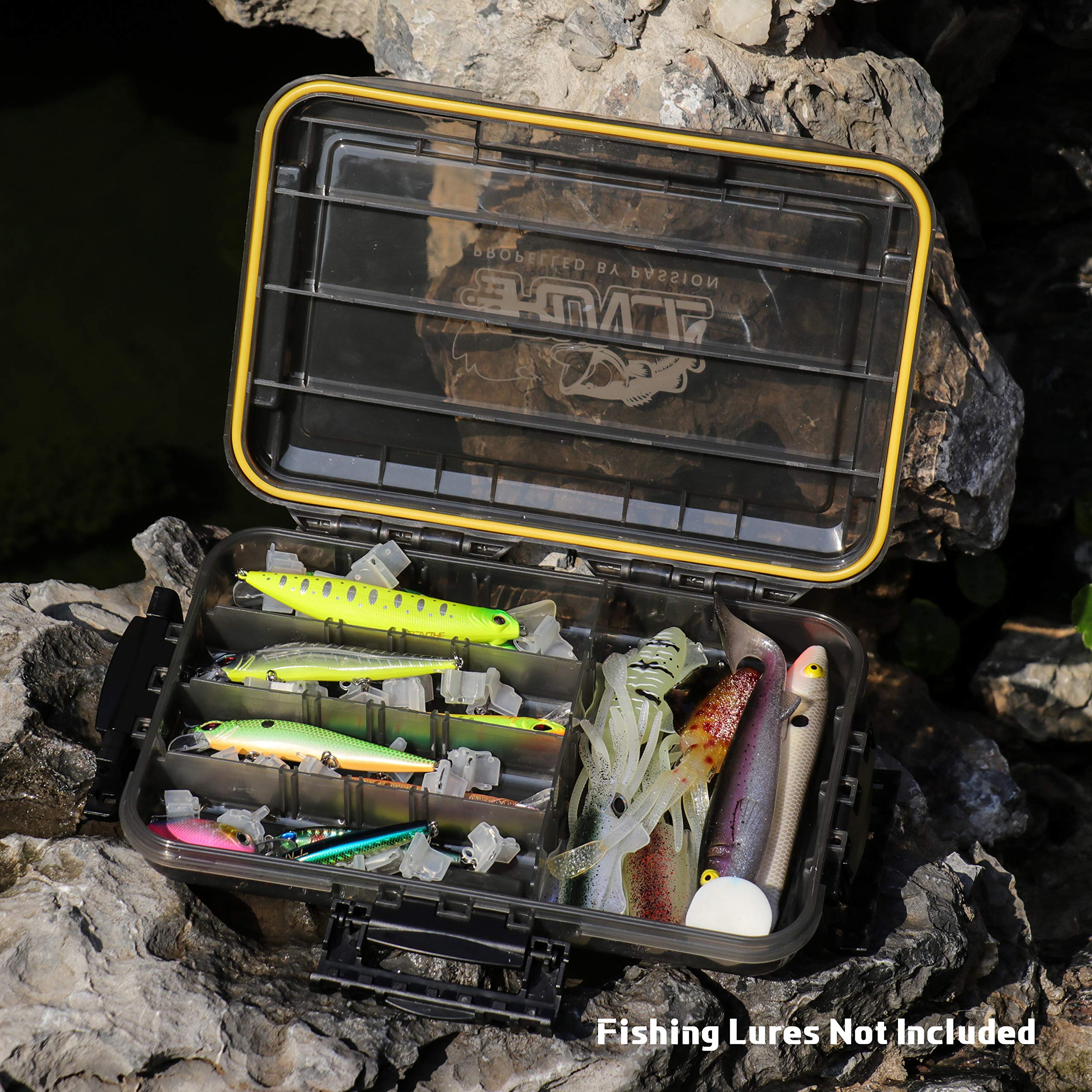 RUNCL Fishing Tackle Box, Waterproof Tray for Jigs Lures, Thicker Floating Tackle Utility Box with Adjustable Dividers, 3600/3700/Large 3700 Size