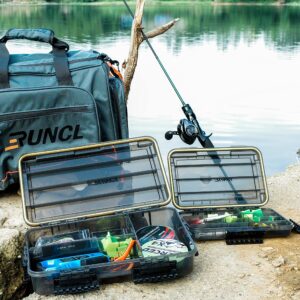 RUNCL Fishing Tackle Box, Waterproof Tray for Jigs Lures, Thicker Floating Tackle Utility Box with Adjustable Dividers, 3600/3700/Large 3700 Size