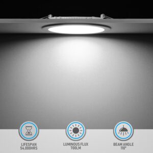 TORCHSTAR 12-Pack Essential Series 4 Inch Ultra-Thin LED Recessed Lighting with J-Box, 5000K Daylight, 10W Dimmable 700lm Brightness LED Downlight, ETL & Energy Star Listed