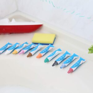 Kitpas English Label Bathtub Crayons 10 Colors with Sponge, For Kids Ages 3+, Bright Colors, Erasable with a Wet Sponge