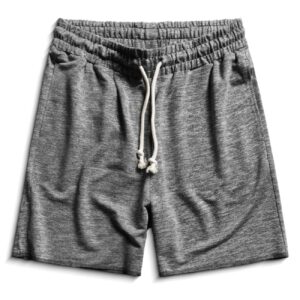 Zengjo Sweat Shorts Men 6 Inch Drawstring with Pockets(Marled Black,M)