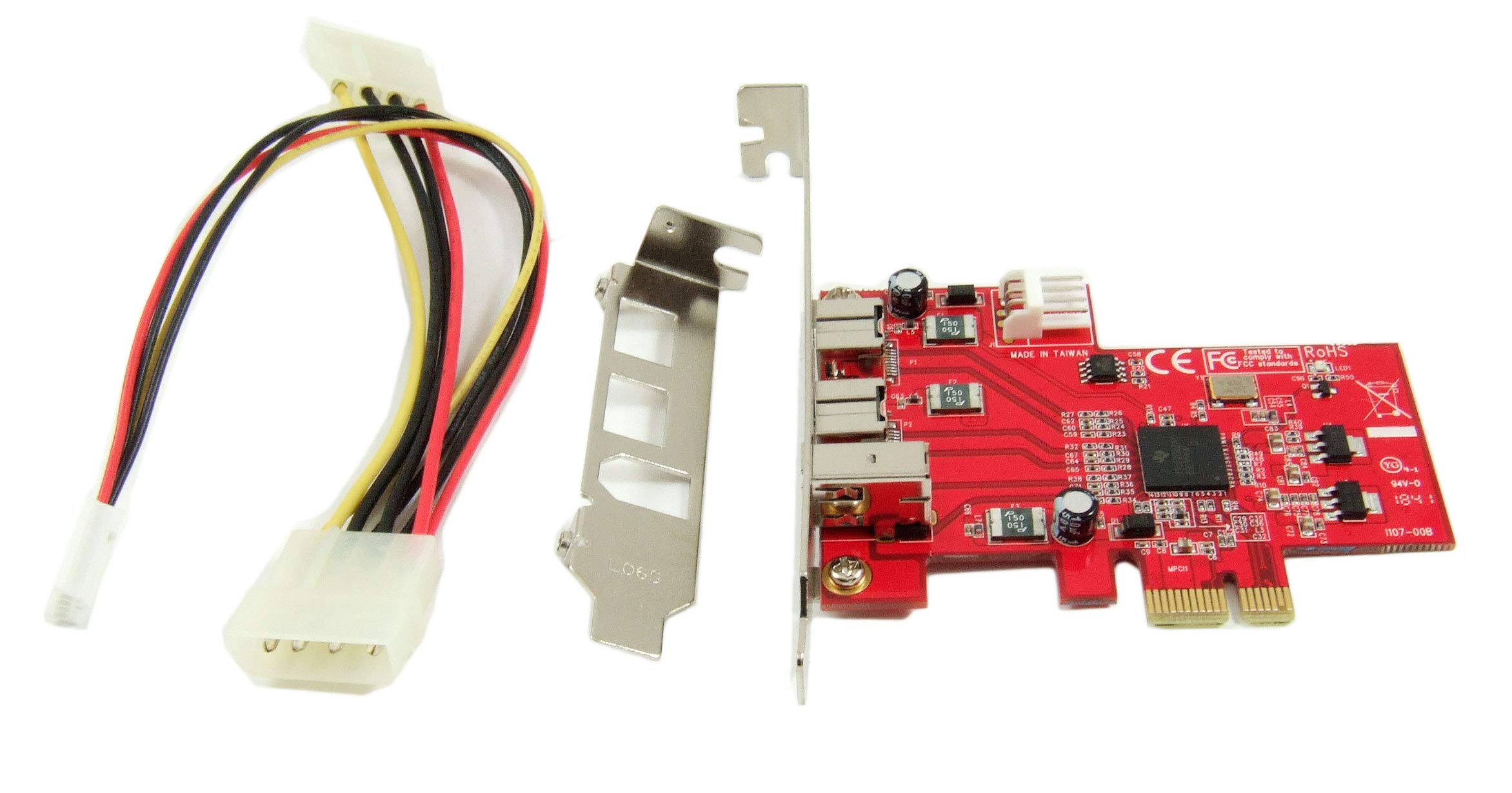 Ableconn PEX-FW107 1394b & 1394a 3-Port PCI Express (PCIe) Low Profile FireWire Host Adapter Card - TI XIO2213 Chipset