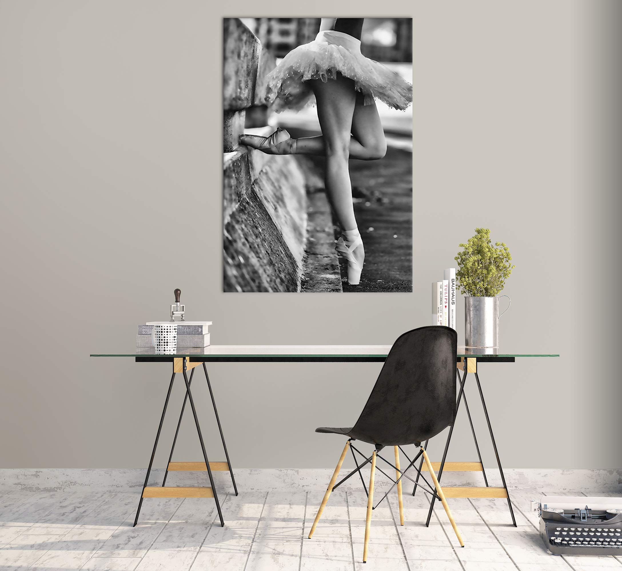 Black and White Ballet Dance Girl Wall Art Decor Canvas Painting Kitchen Prints Pictures for Home Living Dining Room