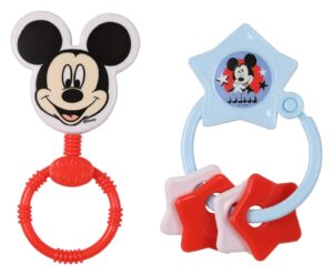disney mickey mouse combo pack character rattle & keyring teether, mickey