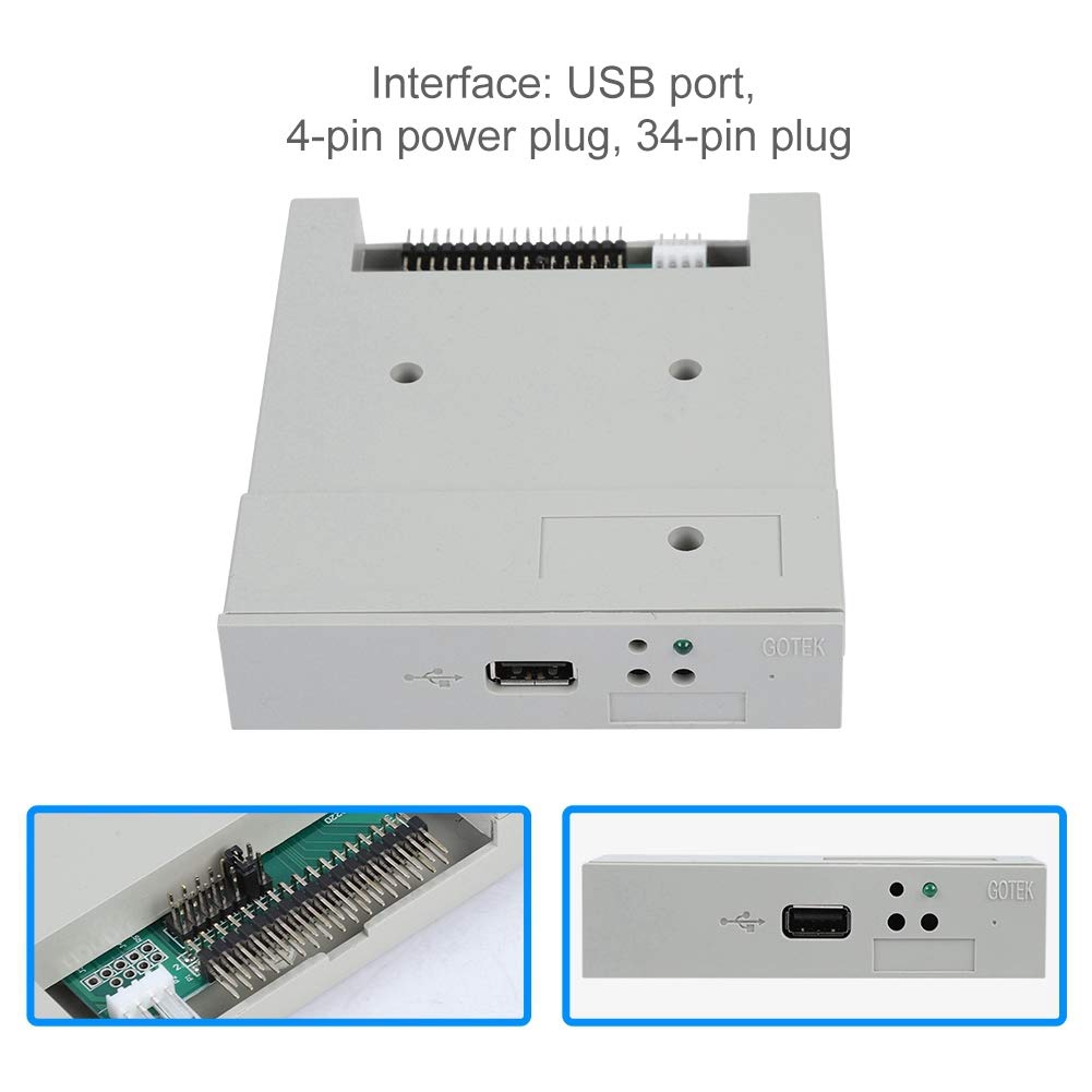 SSD Floppy Drive,Tangxi SFR1M44 U 3.5in 1.44MB USB SSD Floppy Drive Emulator&CD Screws,Plug and Play,Easy to Install,Gray