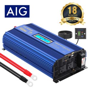 Power Inverter 2000w DC 12V to AC 120V ETL UL458 Modified Sine Wave Inverter with LCD Display Remote Control 2 AC Outlets 1 AC hardwire terminal Dual 2.4A USB Ports for Car RV Truck Boat by VOLTWORKS