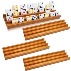 exqline wooden domino racks trays holders organizer(set of 4) - premium domino tiles holder racks for mexican train dominoes games - dominos not included