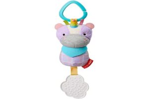 skip hop bandana buddies baby activity chime & teether stroller toy, unicorn