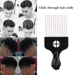 Afro Pick, Hair Pick, Metal Pick Comb, Detangle Wig Braid Hair Styling Comb, Hair Comb Pick (1 PACK)