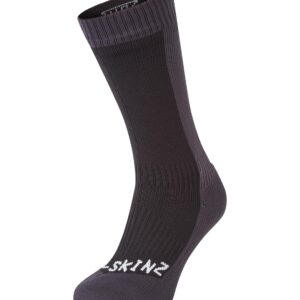 SEALSKINZ Unisex Waterproof Cold Weather Mid Length Sock, Black/Grey, Small