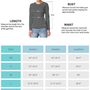 BALEAF Women's Workout Tops Long Sleeve Running Shirts Quick Dry Moisture Wicking Athletic T-Shirts for Exercise Gym Sports Yoga Charcoal Gray Size M