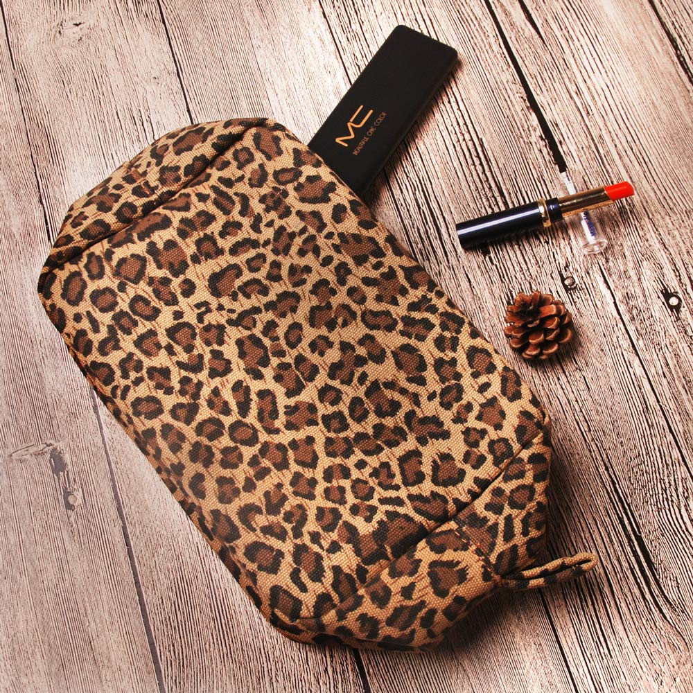 JIU HONG CHAO Leopard Cosmetic Bags Big Cheetah Print Makeup Bag Lightweight Canvas Travel Toiletry Purses Accessories Organizer Pouch Gifts for Women