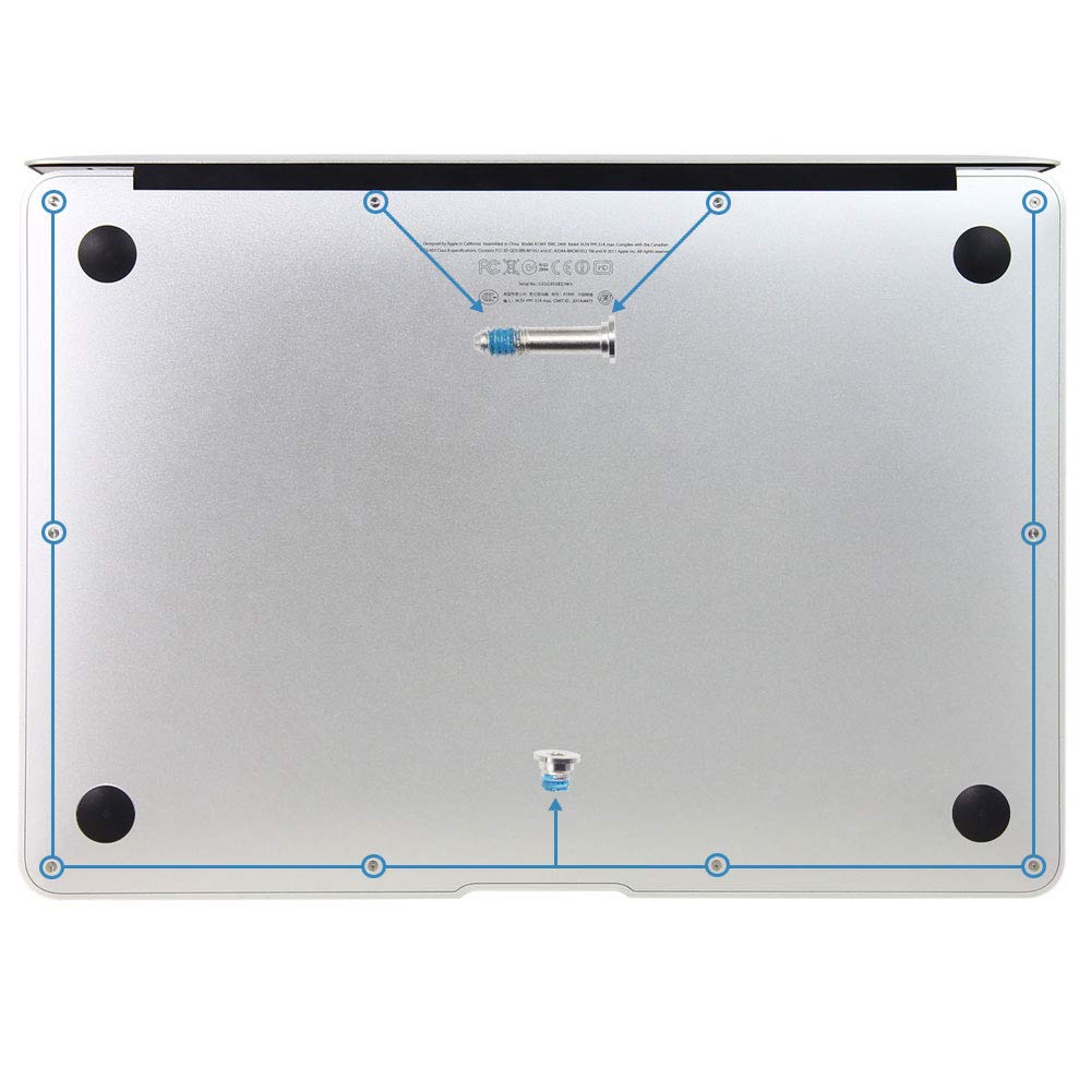 GODSHARK Replacement Screws Set for MacBook Air 11 inch A1370 A1465 2010-2017, 10pcs Unibody Bottom Case Cover P5 Pentalobe Repair Replacement Notebook Laptop PC Computer Screw