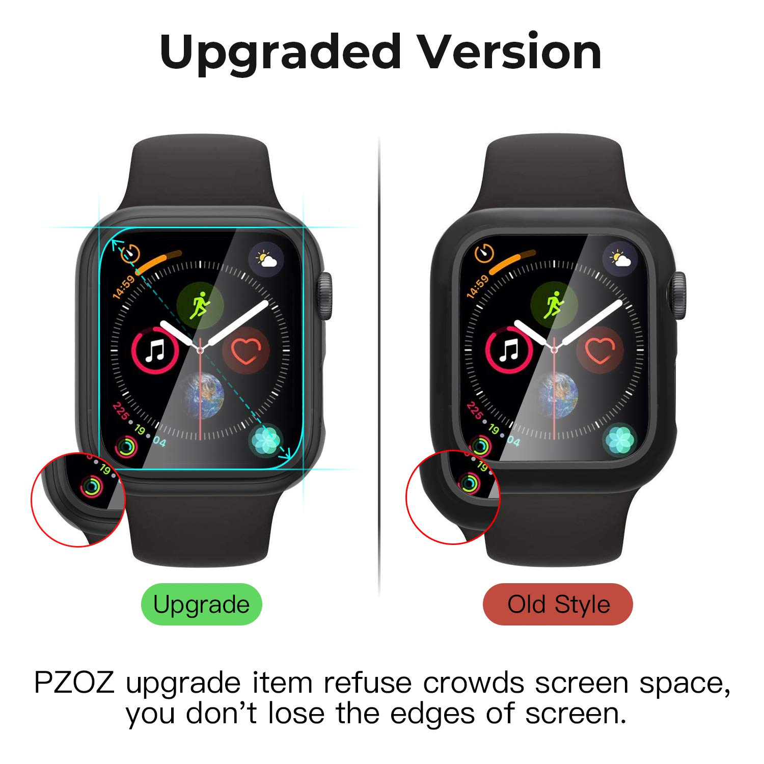 PZOZ Compatible for Apple Watch Series SE2 /6/5 /4 /SE 44mm Case with Screen Protector Accessories Slim Guard Thin Bumper Full Coverage Matte Hard Cover Defense Edge for iWatch Women Men GPS (Black)