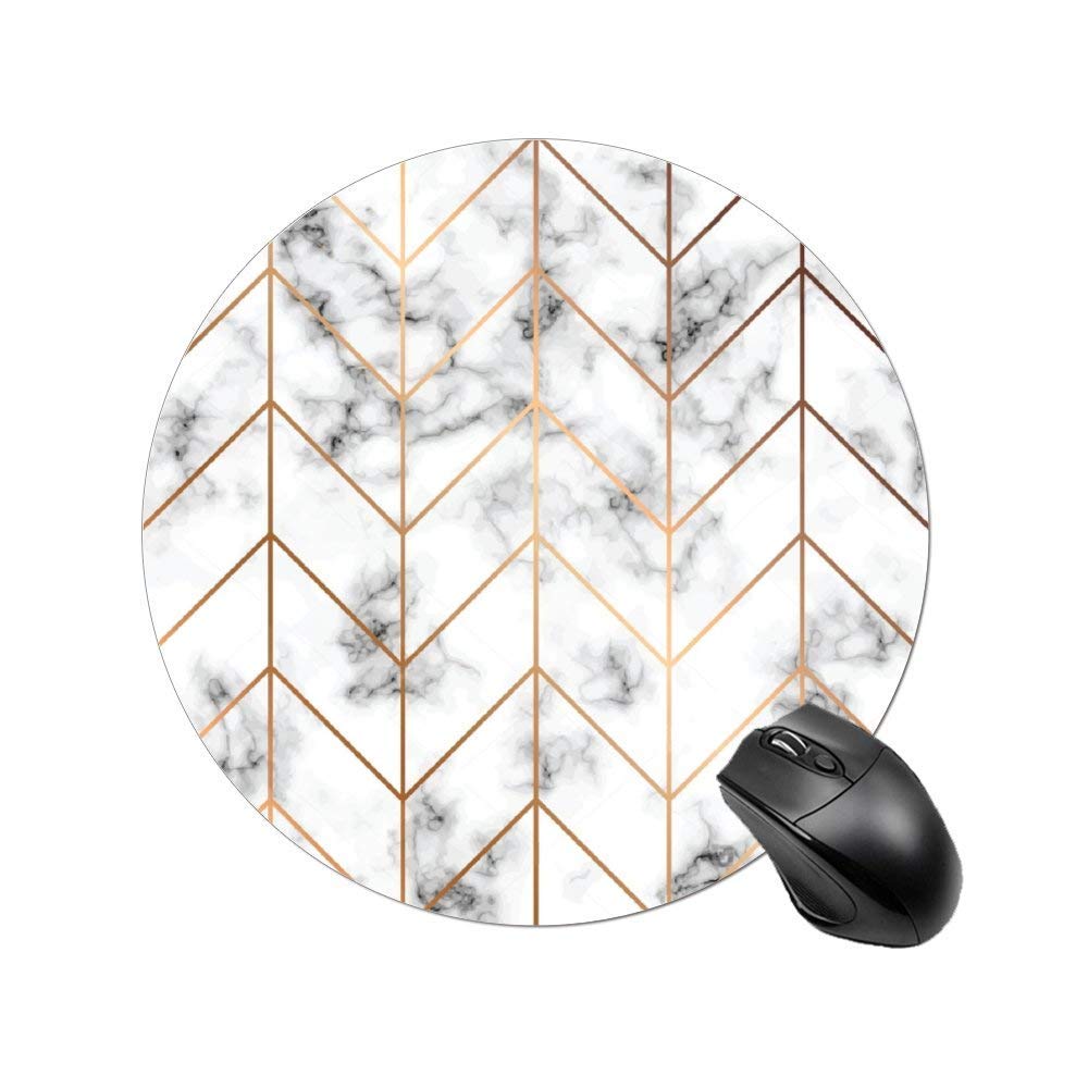 BYBART Black White Marble Stripe, Round Non-Slip Rubber, Office Accessories Desk Decor Mouse Pads for Computers Laptop