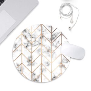 BYBART Black White Marble Stripe, Round Non-Slip Rubber, Office Accessories Desk Decor Mouse Pads for Computers Laptop