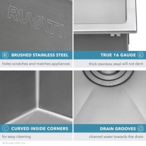 Ruvati 25-inch Drop-in Tight Radius Topmount 16 Gauge Stainless Steel Kitchen Sink Single Bowl - RVH8007