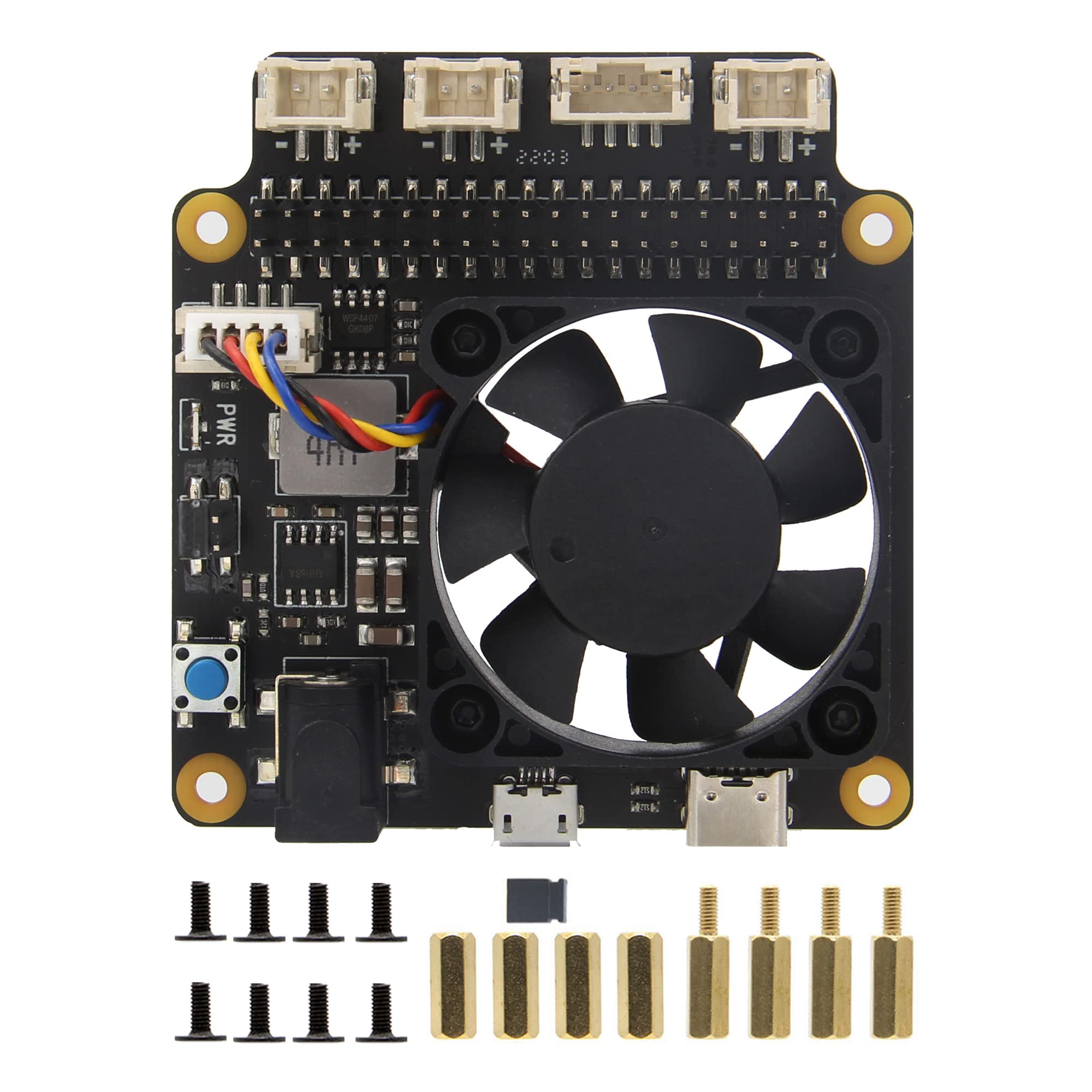 Geekworm Raspberry Pi X735 V3.0 DC 6V-30V Width Voltage Input Power Management with Safe Shutdown & PMW Cooling Fan Expansion Board Compatible with Raspberry Pi 5/4B/3B+/3B