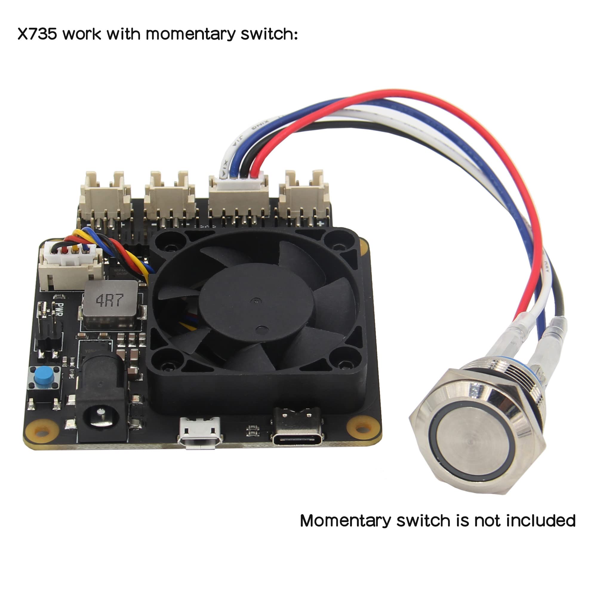 Geekworm Raspberry Pi X735 V3.0 DC 6V-30V Width Voltage Input Power Management with Safe Shutdown & PMW Cooling Fan Expansion Board Compatible with Raspberry Pi 5/4B/3B+/3B