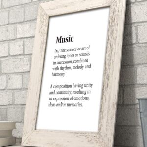 Music - The Science or Art of Ordering Tones - Dictionary Quote - Great Poster for Music Lovers, Music Room and Studio Prints, Minimalist Gift for Musicians, 11x14 Unframed Art Print Poster