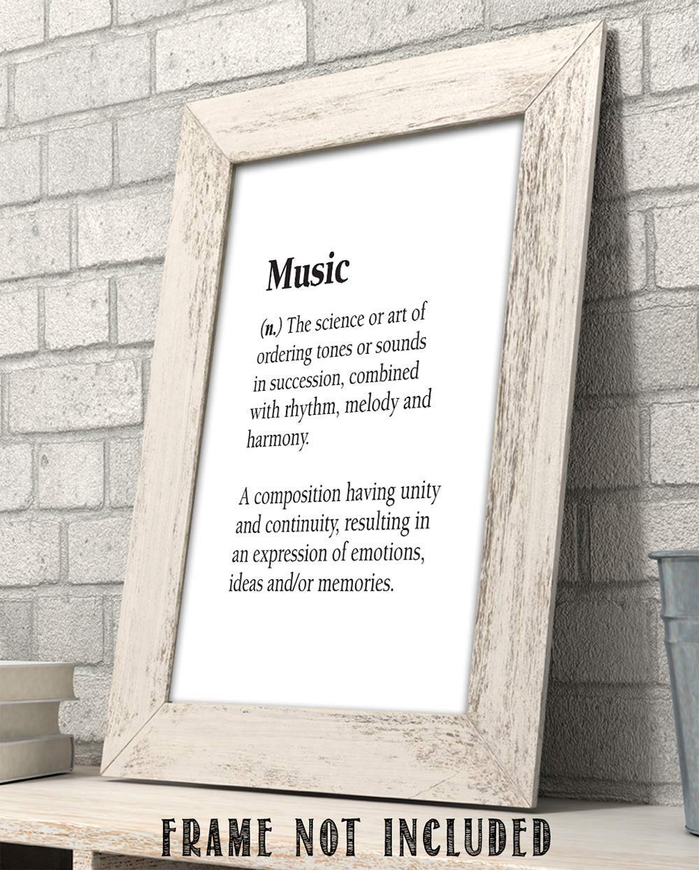 Music - The Science or Art of Ordering Tones - Dictionary Quote - Great Poster for Music Lovers, Music Room and Studio Prints, Minimalist Gift for Musicians, 11x14 Unframed Art Print Poster