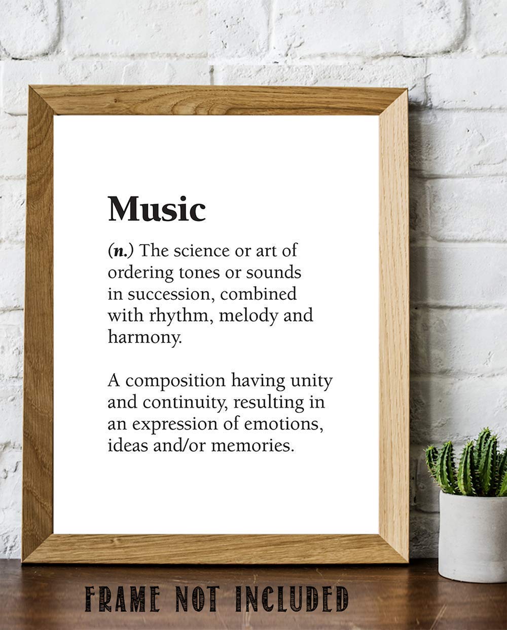 Music - The Science or Art of Ordering Tones - Dictionary Quote - Great Poster for Music Lovers, Music Room and Studio Prints, Minimalist Gift for Musicians, 11x14 Unframed Art Print Poster