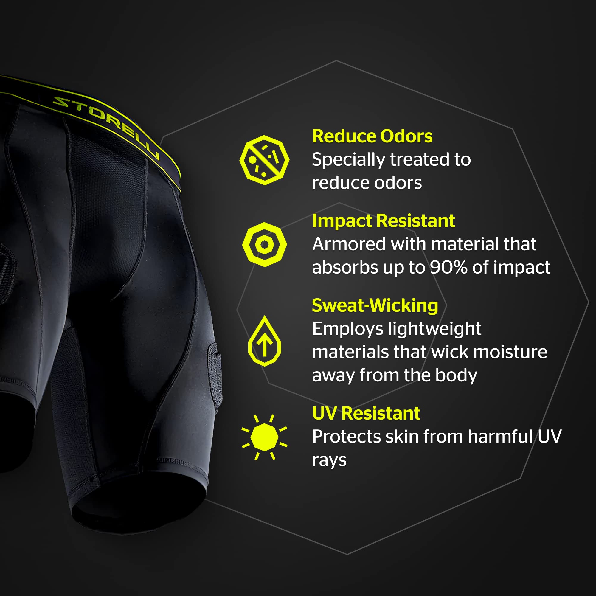 Storelli BodyShield Unisex Goalkeeper Sliders 2.0, High-Impact Protection, Sweat-Wicking, UV-Resistant Athletic Undershorts for Soccer & Heavy-Duty Sports | Black | Large