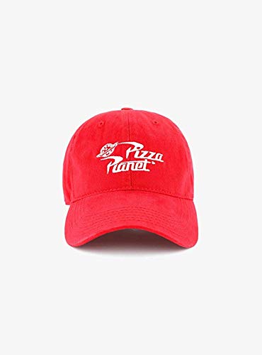 Concept One Mens Disney Pixar Toy Story Dad Hat, Pizza Planet Delivery Cotton Adjustable With Curved Brim Baseball Cap, Red