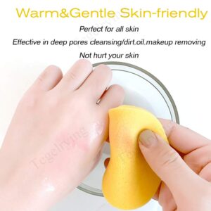 Facial Sponge Compressed,60 Pcs PVA Professional Makeup Removal Wash Round Face Sponges Spa Pads Exfoliating Cleansing for Women,Yellow