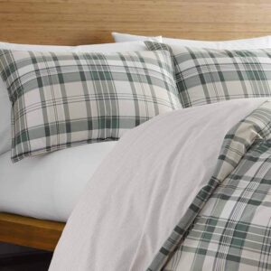 Eddie Bauer - Twin Duvet Cover Set, Cotton Reversible Bedding with Matching Sham, Plaid Home Decor for All Seasons (Timbers Evergreen, Twin)