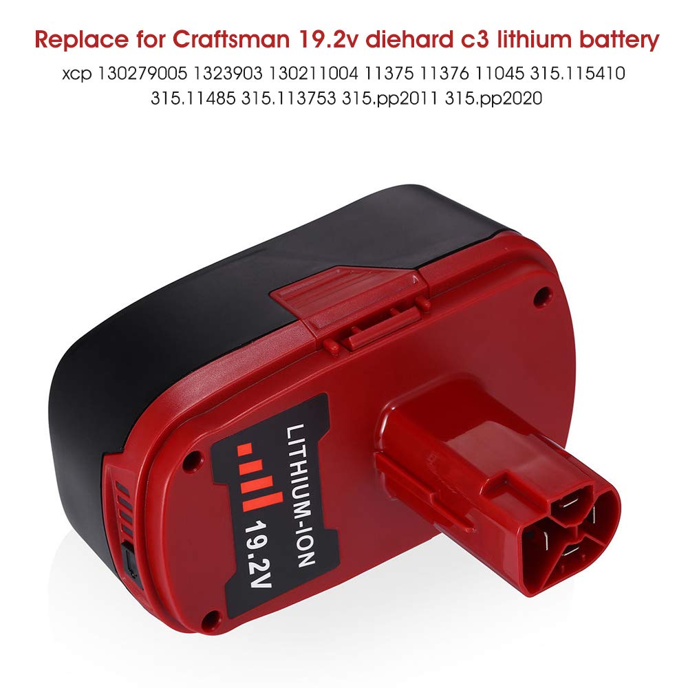 2 Packs 6000mAh 19.2V Diehard C3 Battery Compatible with Craftsman 19.2 Volt Battery Lithium ion 11375 11376 130279005 1323903 130211004 130279017 315.115410 315.11485 315.PP2011 315.PP2010 315.PP2020