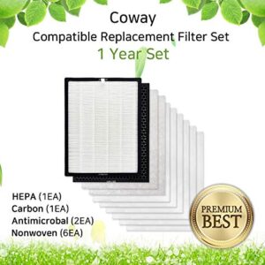 Coway AP-1005AH / AP-1004AH Air Purifier Filter Compatible Replacement 1 Year Set