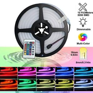 YXHL DC12V Neon Led RGB Rope Light, Flexible/Waterproof/Multi-Color/Remote Control for Home/Garden/Architectural Decoration (10 FT / 3 Meters, RGB)