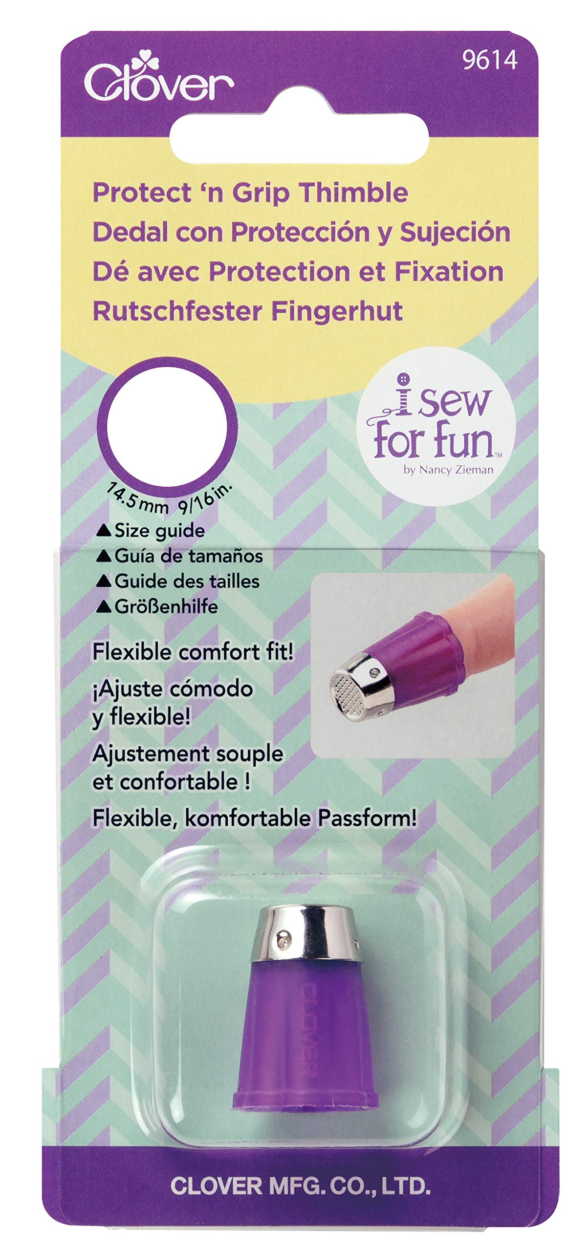 Clover I Sew for Fun Protect'n Grip Thimble, purple