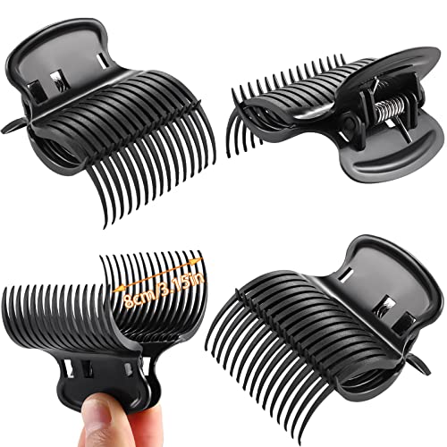 Hot Roller Clips Hair Curler Claw Clips Replacement Roller Clips for Women Girls Hair Section Styling (12 Pieces, Black)