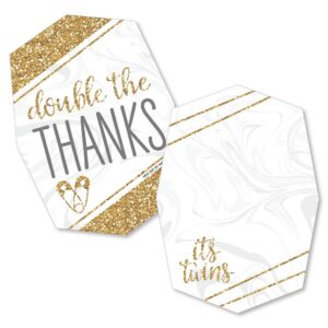 big dot of happiness it's twins - gold baby shower thank you note cards with envelopes - set of 12