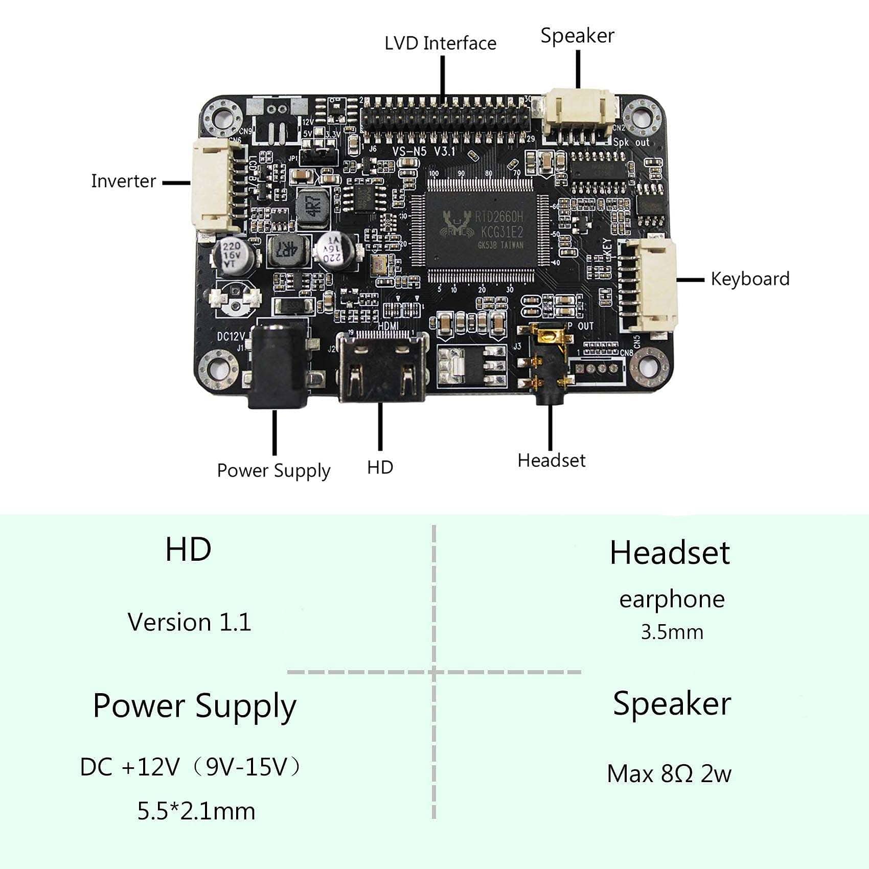 VSDISPLAY 10.4" 10.4 Inch 1024x768 600nit IPS LCD Screen VS104T-004A with HD-MI Audio LCD Controller Board