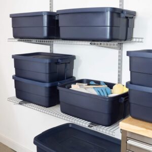 Rubbermaid® Roughneck Storage Tote, 10 Gal, Dark Indigo Metallic, Pack of 8, Rugged, Reusable, Stackable, Container