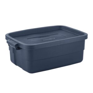 Rubbermaid® Roughneck Storage Tote, 10 Gal, Dark Indigo Metallic, Pack of 8, Rugged, Reusable, Stackable, Container