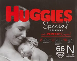 huggies special delivery hypoallergenic baby diapers, size newborn (up to 10 lbs.), 66 count, giga jr. pack