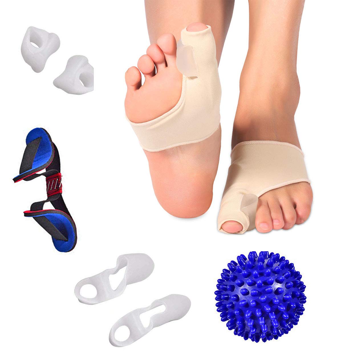 DRAMEDIC Bunion Corrector Splint Cushions Orthopedic Toe Separator Support Splint Turf Brace Spacer Straightener Protector Socks Relief Pain Treatment Elastic Hammer Toe Aid Alignment Insole