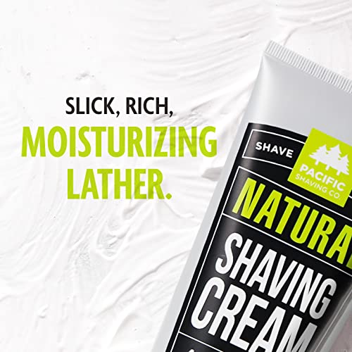 Pacific Shaving Company Natural Shaving Cream - Shea Butter + Vitamin E Shave Cream for Hydrated Sensitive Skin - Clean Formula for a Smooth, Anti-Redness + Irritation-Free Shave Cream (7 Oz, 2 Pack)