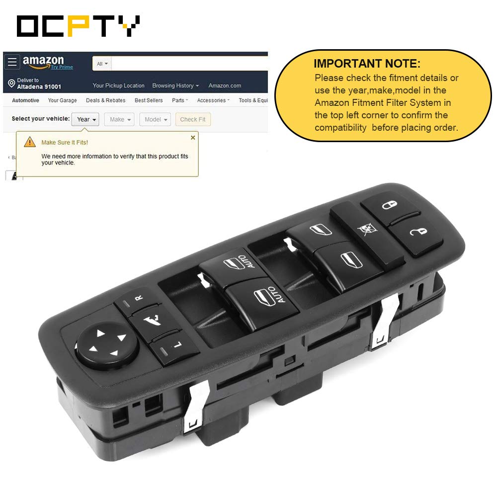 OCPTY Power Window Switch Driver Side Power Window Master Control Switch Fits 2012-2015 for Chrysler Town Country 2012-2015 for Dodge Grand Caravan 2013-2015 for Ram 1500 2500 Replace 68110867AB