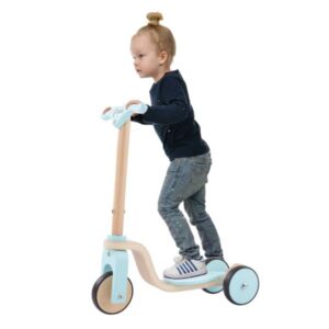 Lil' Rider Kids Wooden Scooter-Beginner Push Steering Handlebar, 3 Wheel, Kick Scooter-Fun Balance and Coordination Riding Toy for Girls and Boys