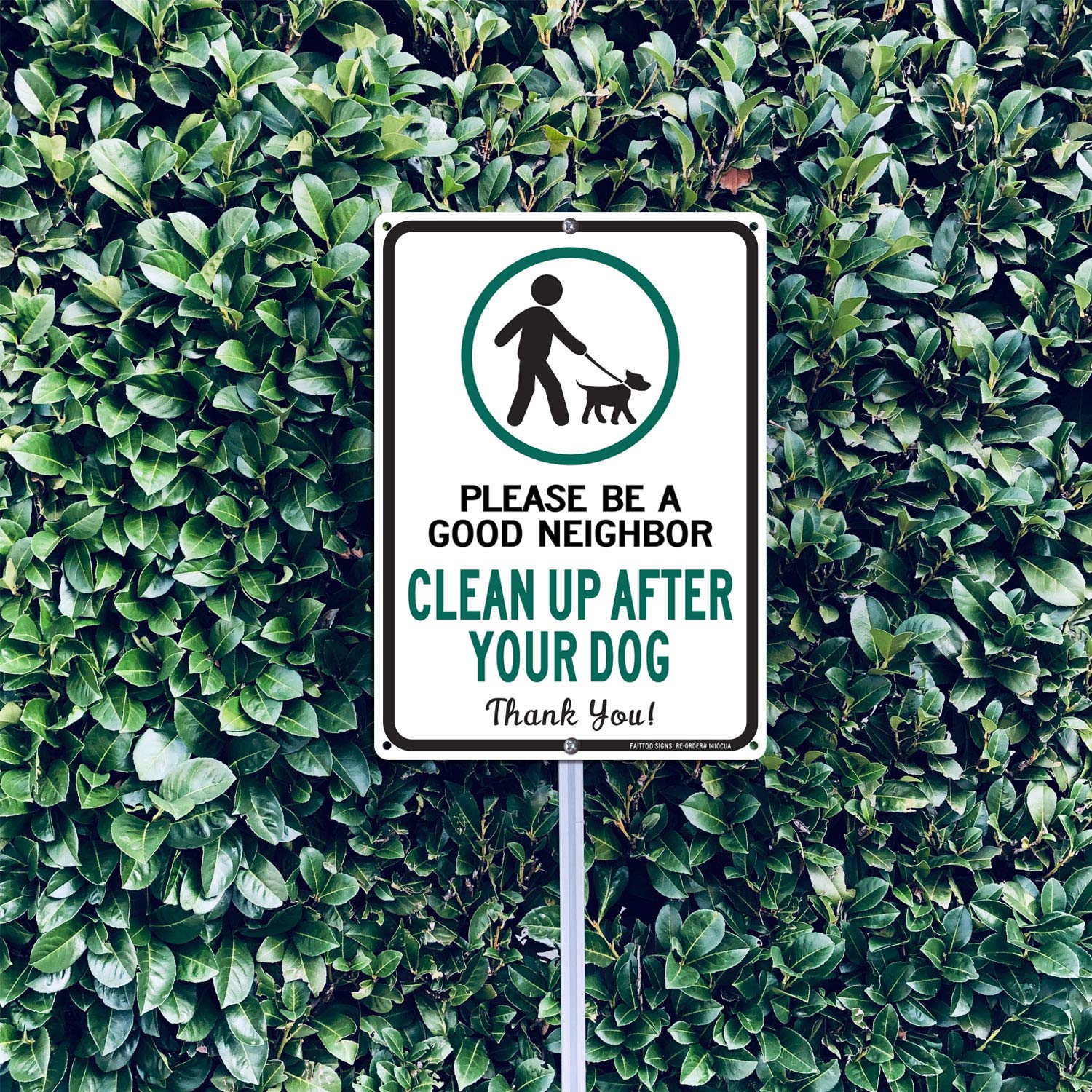 Clean Up After Your Dog Sign, Please Be a Good Neighbor, Clean Up After Your Pets, Be a Good Neighbor Sign, 14x10 Rust Free .40 Aluminum UV Printed, Easy to Mount Weather Resistant, Non-fading