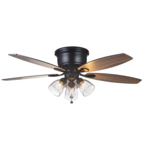 Stoneridge 52 in. Matte Black Hugger LED Ceiling Fan with Light Kit